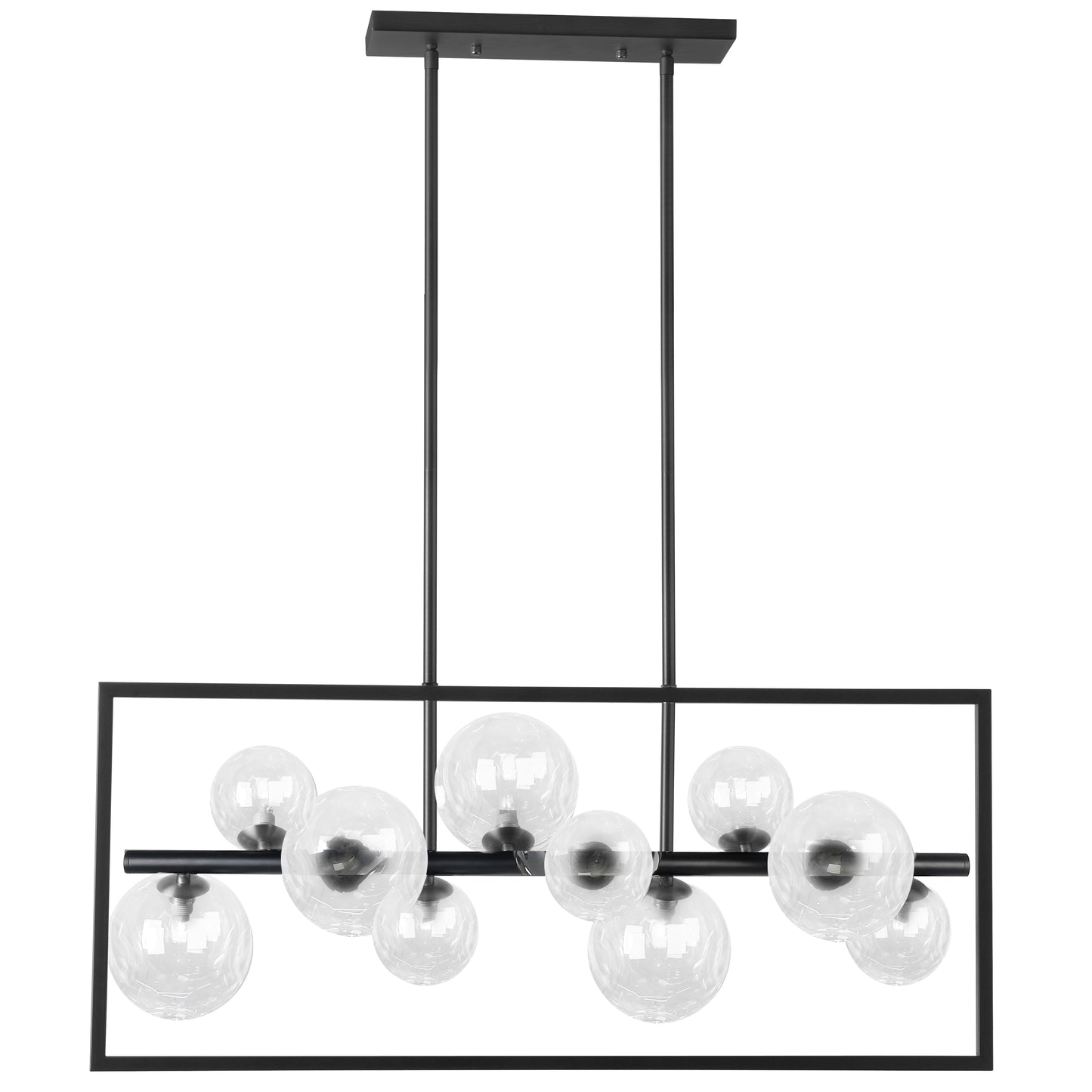 Dainolite GLA-3310HP-MB-CLR 10 Light Halogen Horizontal Pendant, Matte Black with Clear Glass