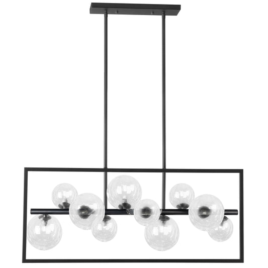 Dainolite 10 Light Halogen Horizontal Pendant, Matte Black with Clear Glass