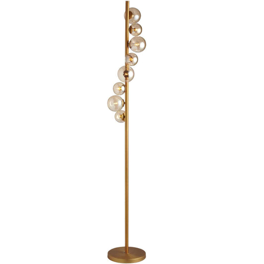 Dainolite GLA-638F-VB 8 Light Halogen Floor Lamp, Vintage Bronze Finish with Cognac Glass