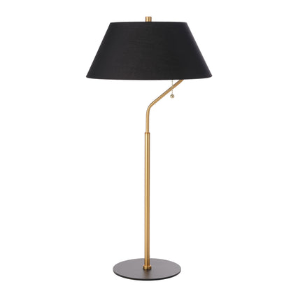 Dainolite 1 Light Aged Brass and Matte Black Table Lamp with Black Shade