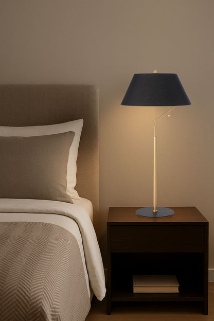 Dainolite 1 Light Aged Brass and Matte Black Table Lamp with Black Shade
