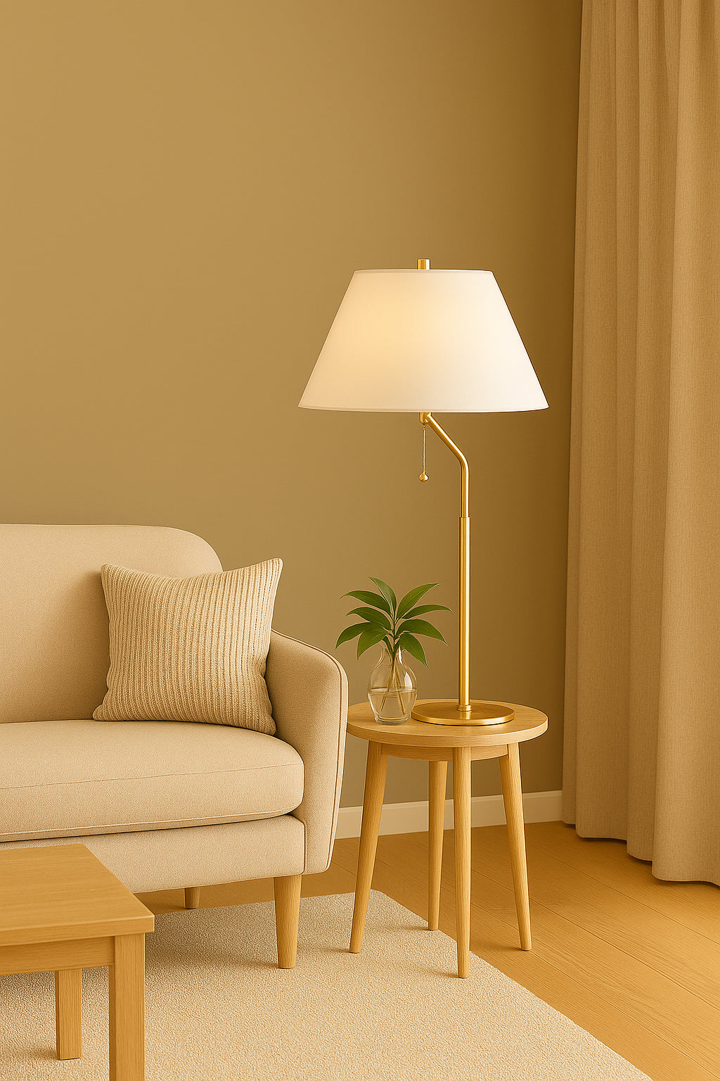 Dainolite 1 Light Aged Brass Table Lamp with White Shade