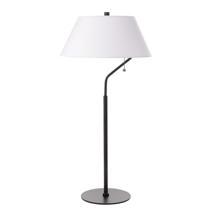 Dainolite 1 Light Matte Black Table Lamp with White Shade