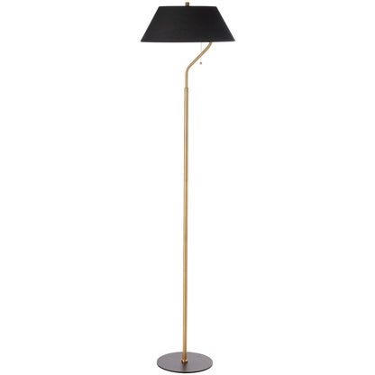 Dainolite 1 Light Aged Brass and Matte Black Floor Lamp with Black Shade