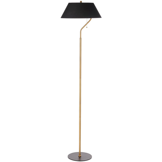 Dainolite 1 Light Aged Brass and Matte Black Floor Lamp with Black Shade
