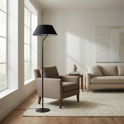 Dainolite 1 Light Matte Black Floor Lamp with Black Shade