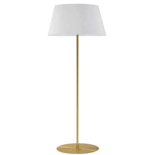 Dainolite 1 Light Incandescent Round Base Floor Lamp Aged Brass with White Shade