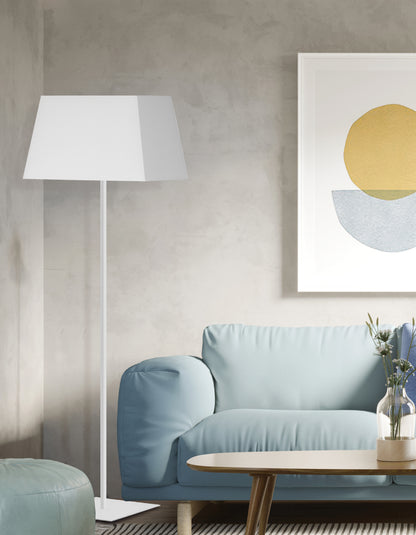 Dainolite 1 Light Incandescent Square Base Floor Lamp Matte White with White Shade