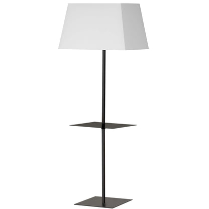 Dainolite 1 Light Incandescent Square Base Floor with Shelf Matte Black with White Shade