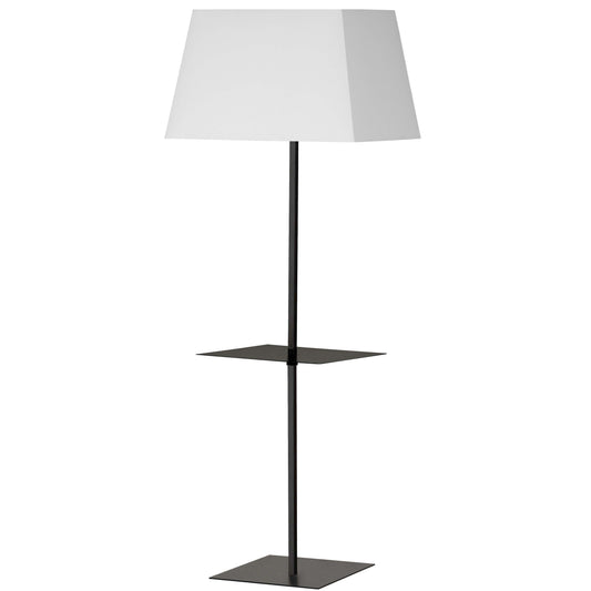 Dainolite 1 Light Incandescent Square Base Floor with Shelf Matte Black with White Shade