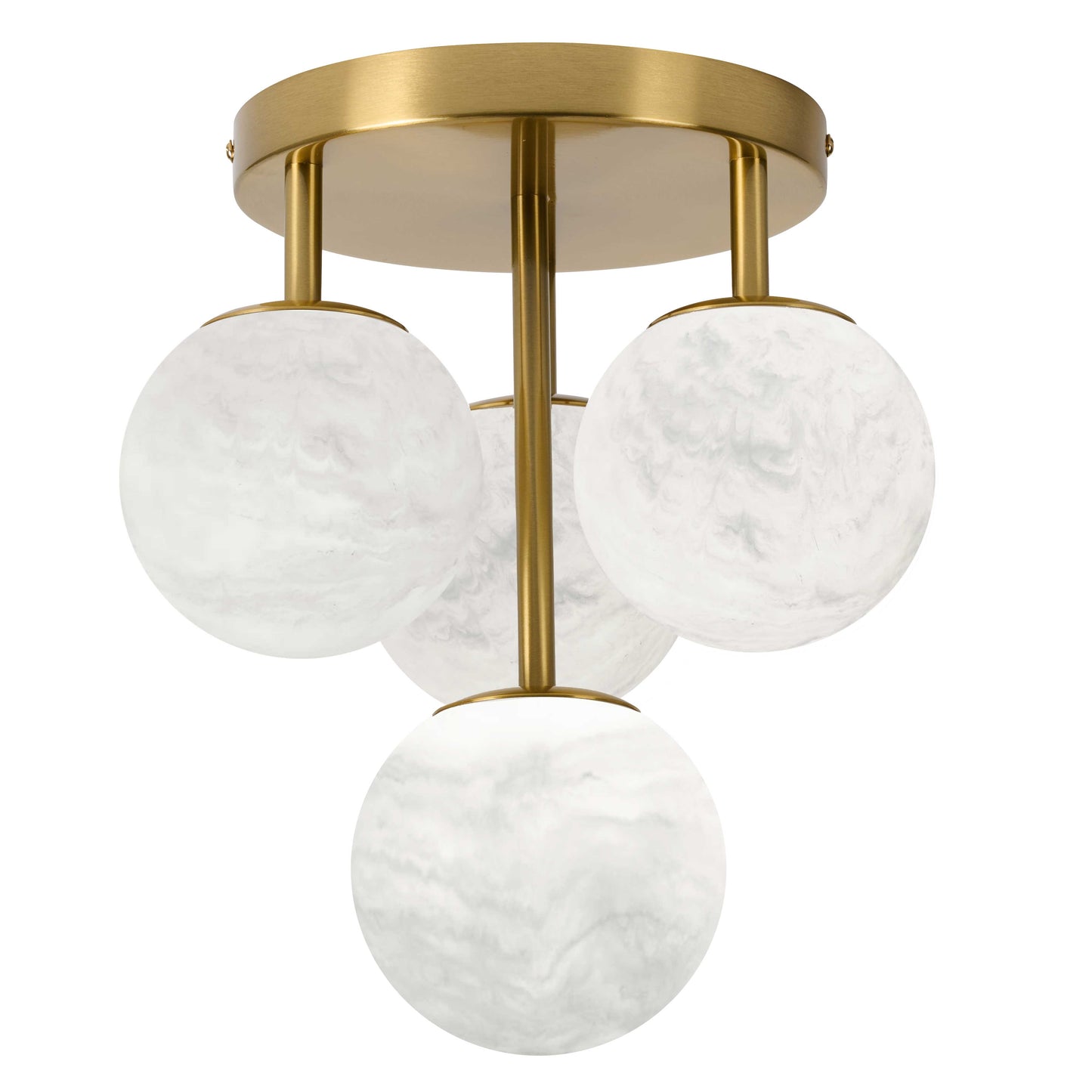 Dainolite 4 Light Aged Brass Flush Mount w/ Alabaster Glass