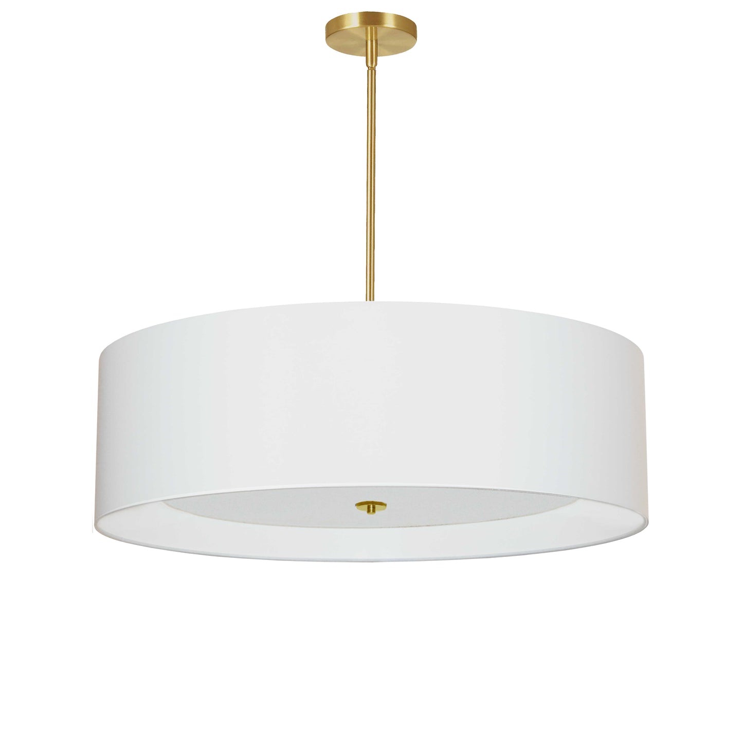 Dainolite 4 Light Incandescent Pendant Aged Brass White Shade with White Diffuser