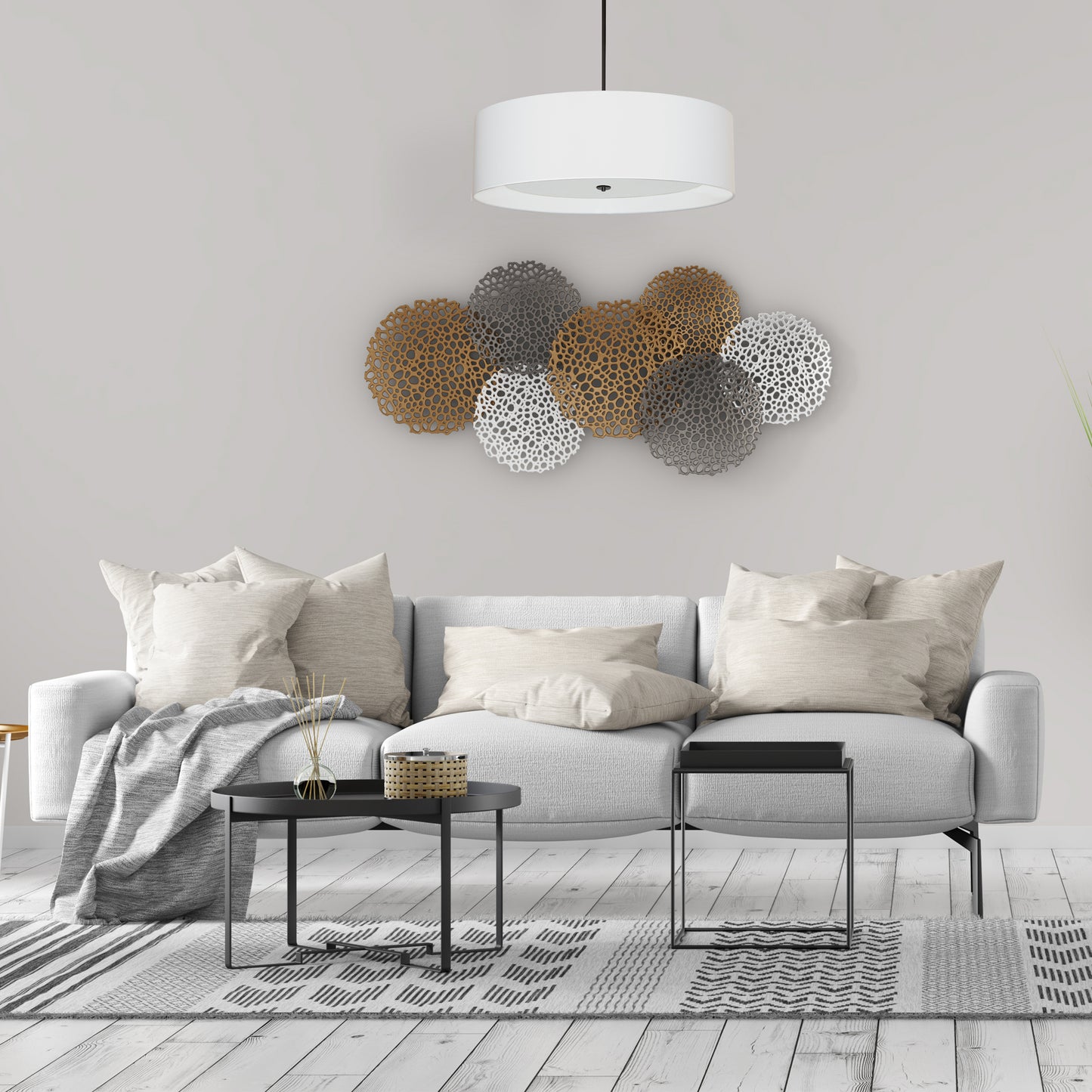 Dainolite 4 Light Incandescent Pendant Matte Black White Shade with White Diffuser