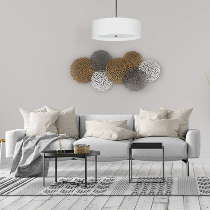Dainolite 4 Light Incandescent Pendant Matte Black White Shade with White Diffuser