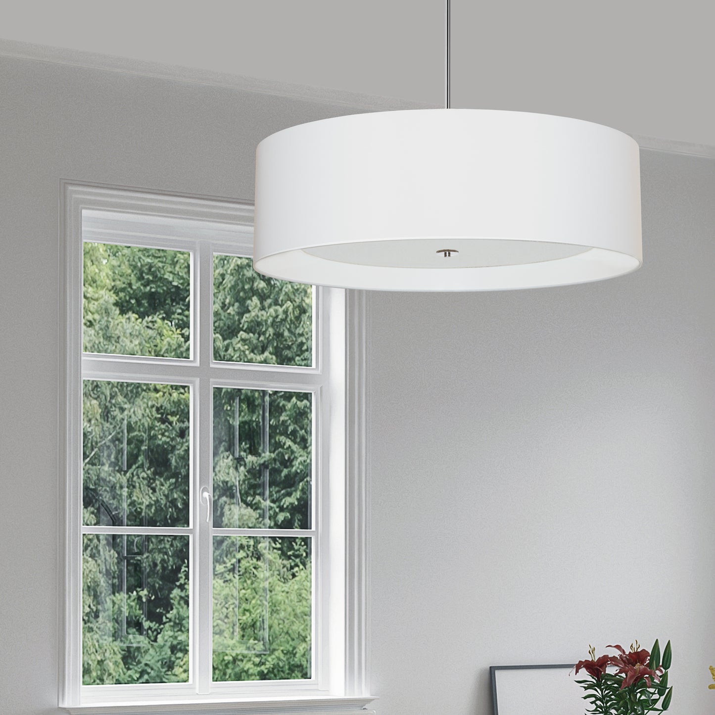 Dainolite 4 Light Helena Pendant Polished Chrome White with White Diffuser