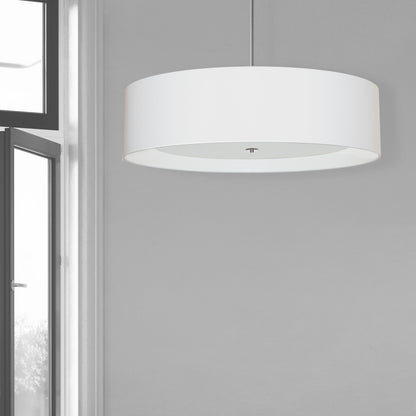 Dainolite 4 Light Polished Chrome Helena Pendant w/ White Shade and White Fabric Diffuser