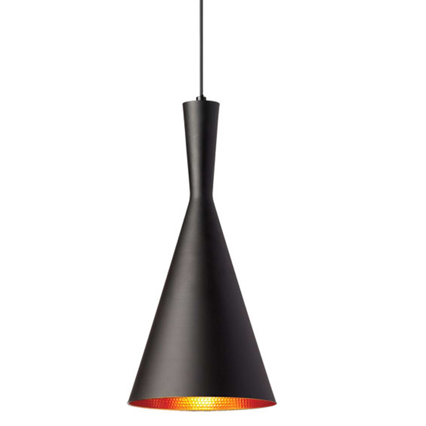 Dainolite HKI-81P-BK 1 Light Incandescent Pendant, Matte Black w/Gold Pebbled Interior