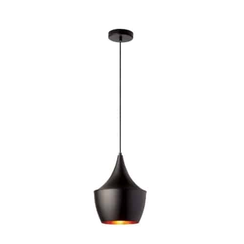 Dainolite HKI-91P-BK 1 Light Pendant, Matte Black / Gold