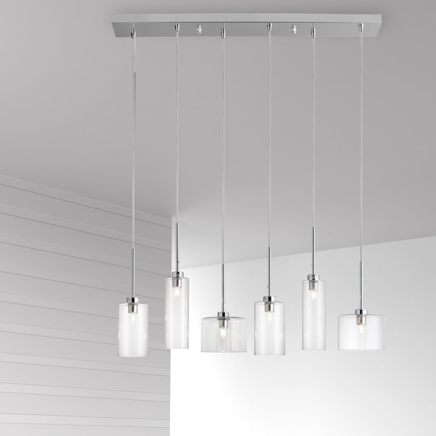 Dainolite 6 Light Horizontal Pendant, Polished Chrome