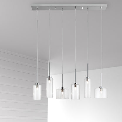 Dainolite 6 Light Horizontal Pendant, Polished Chrome