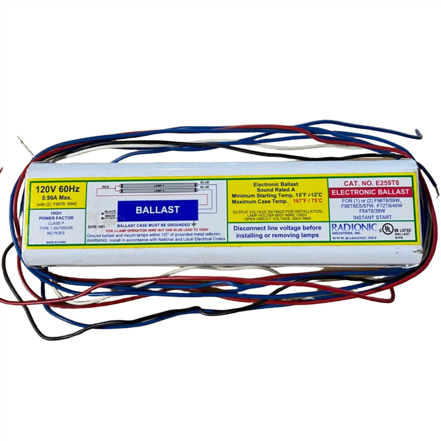 E259T8 Electronic Fluorescent Instant Start Ballast