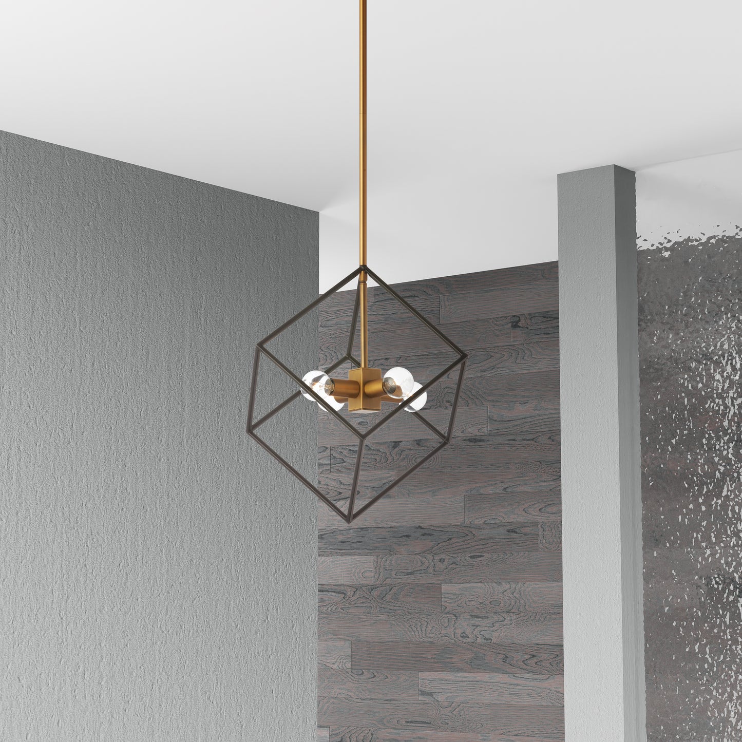 Dainolite 4 Light Pendant, Vintage Bronze / Matte Black Finish