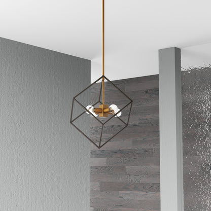 Dainolite 4 Light Pendant, Vintage Bronze / Matte Black Finish