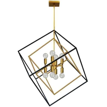 Dainolite 8 Light Pendant, Vintage Bronze / Matte Black Finish