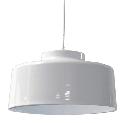 Dainolite 1 Light Metal Pendant, White Finish
