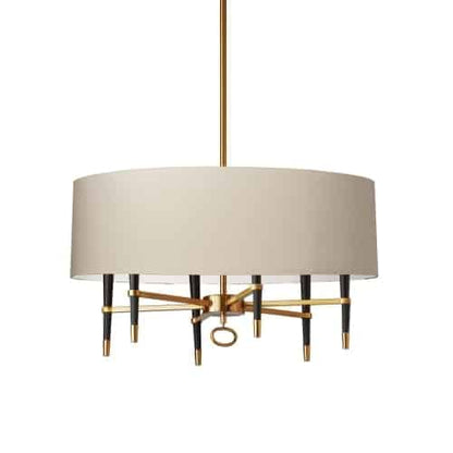 Dainolite 6 Light Incandescent Chandelier, VB w/ Cream Shade