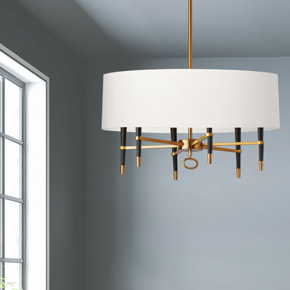 Dainolite 6 Light Incandescent Chandelier, Vintage Bronze, White Shade
