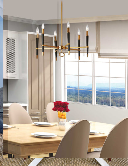 Dainolite 6 Light Incandescent Chandelier, Vintage Bronze Finish