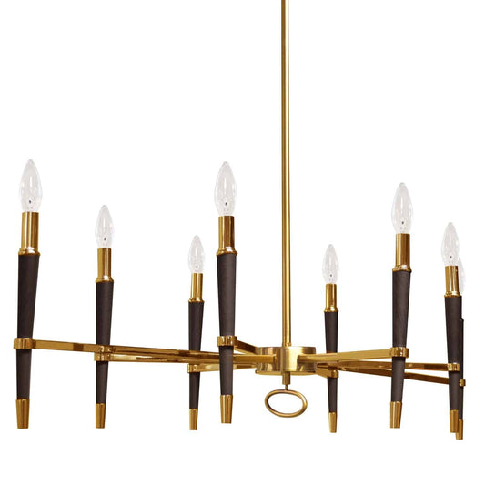 Dainolite LAN-408HC-VB 8 Light Incandescent Horizontal Chandelier, Vintage Bronze Finish, Black Shade