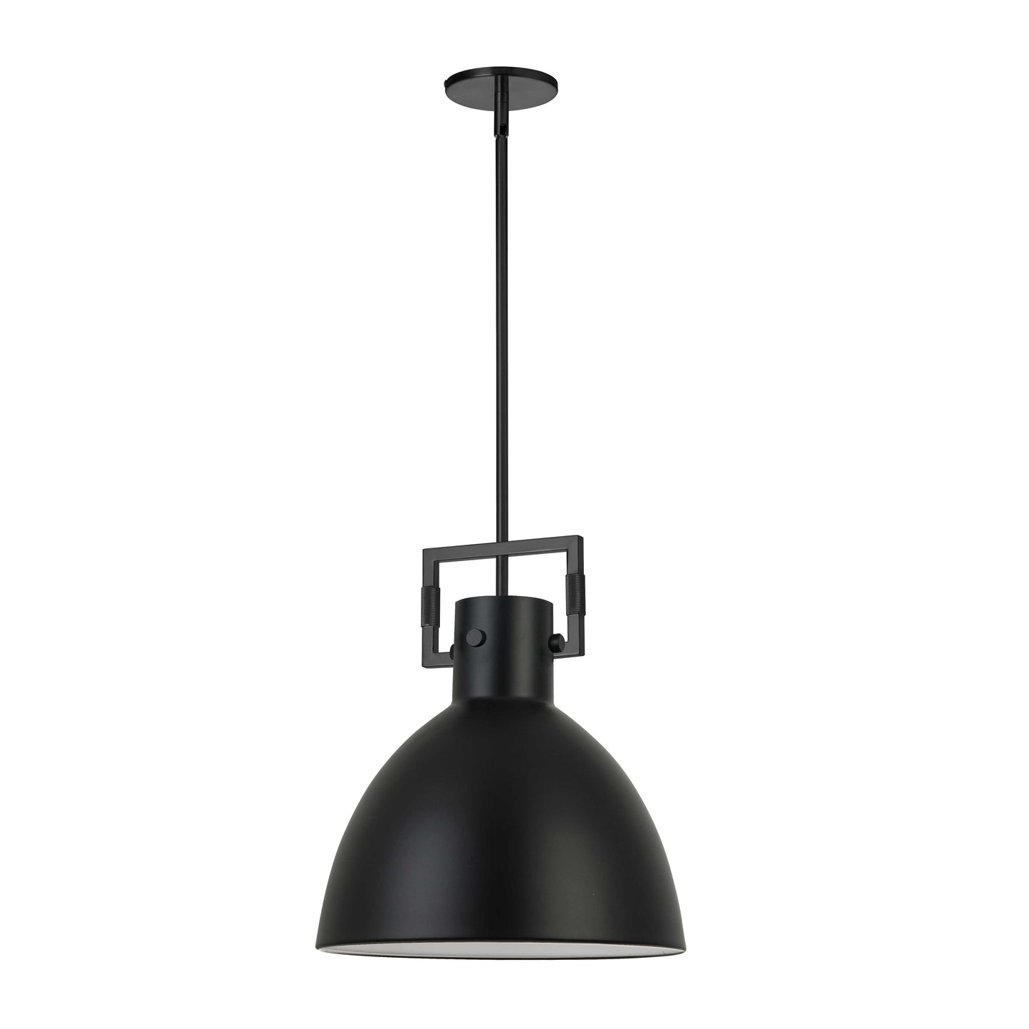 Dainolite 1 Light Incandescent Pendant, Matte Black w/ Matte Black Metal Shade