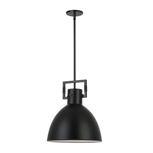 Dainolite 1 Light Incandescent Pendant, Matte Black w/ Matte Black Metal Shade