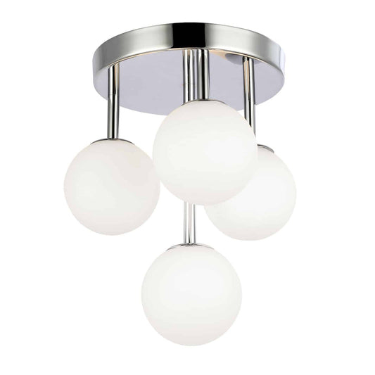 Dainolite MGL-94FH-PC 4 Light Halogen Flush Mount, Polished Chrome w/Opal Glass
