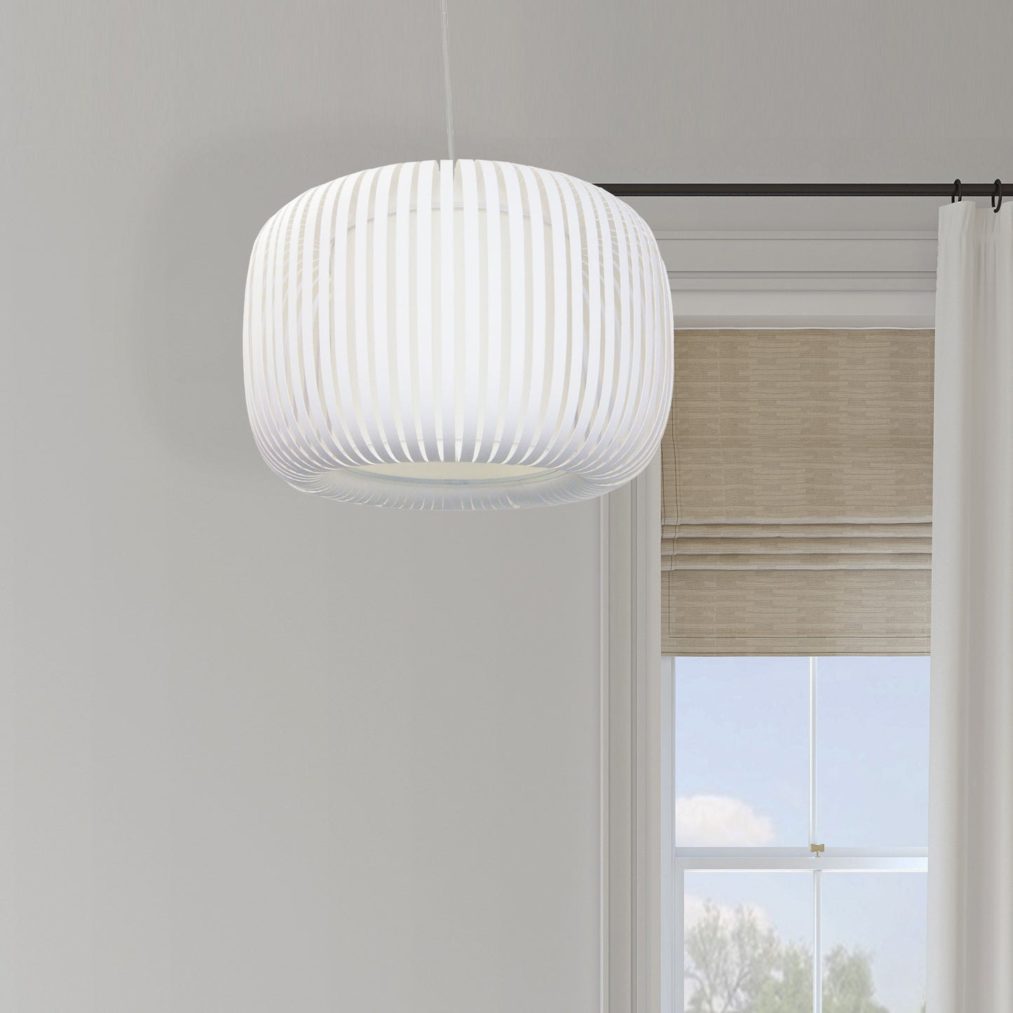Dainolite 1 Light Pendant Slit Shade Linda White