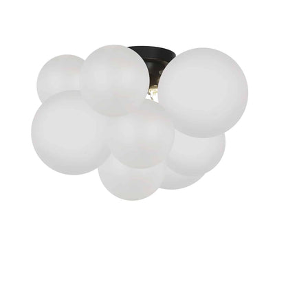 Dainolite 3 Light Matte Black Halogen Flush Mount w/ Frosted Glass