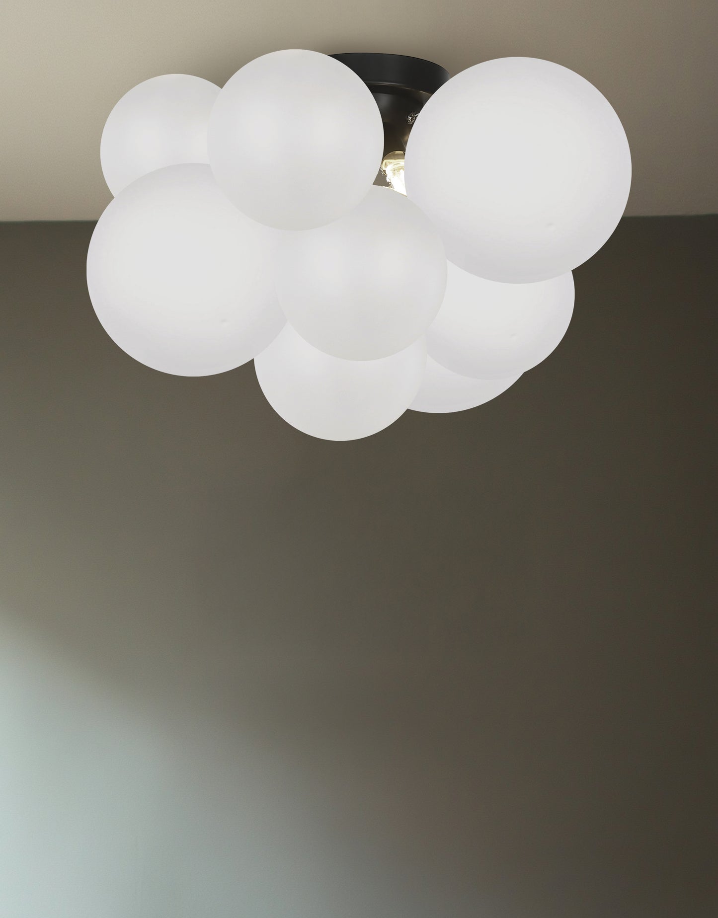 Dainolite 3 Light Matte Black Halogen Flush Mount w/ Frosted Glass