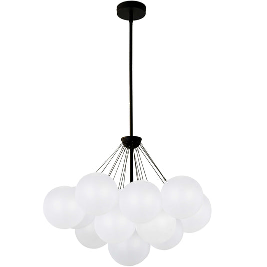 Dainolite 4 Light Matte Black Chandelier w/ Frosted Glass