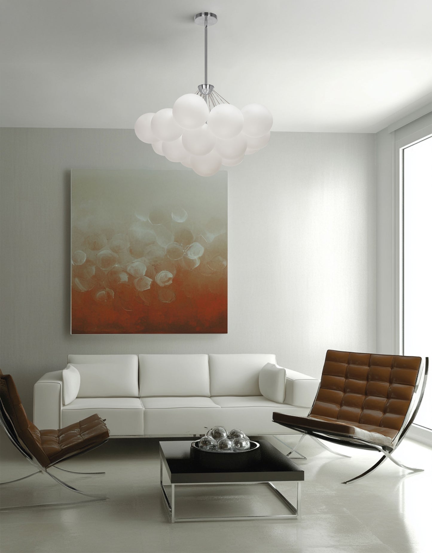 Dainolite 4 Light Polished Chrome Halogen Chandelier w/ Frosted Glass