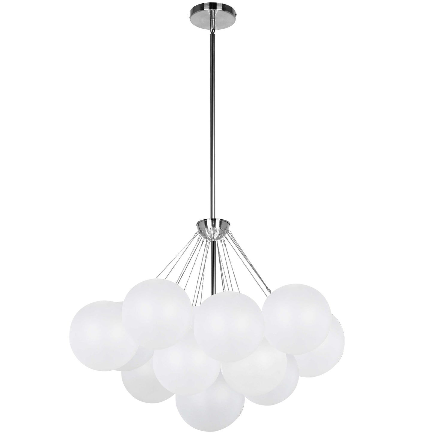 Dainolite 4 Light Polished Chrome Halogen Chandelier w/ Frosted Glass
