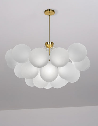 Dainolite 8 Light Aged Brass Halogen Chandelier w/ Frosted Glass