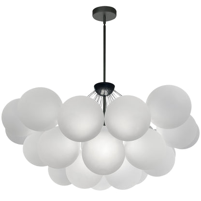 Dainolite 8 Light Matte Black Halogen Chandelier w/ Frosted Glass