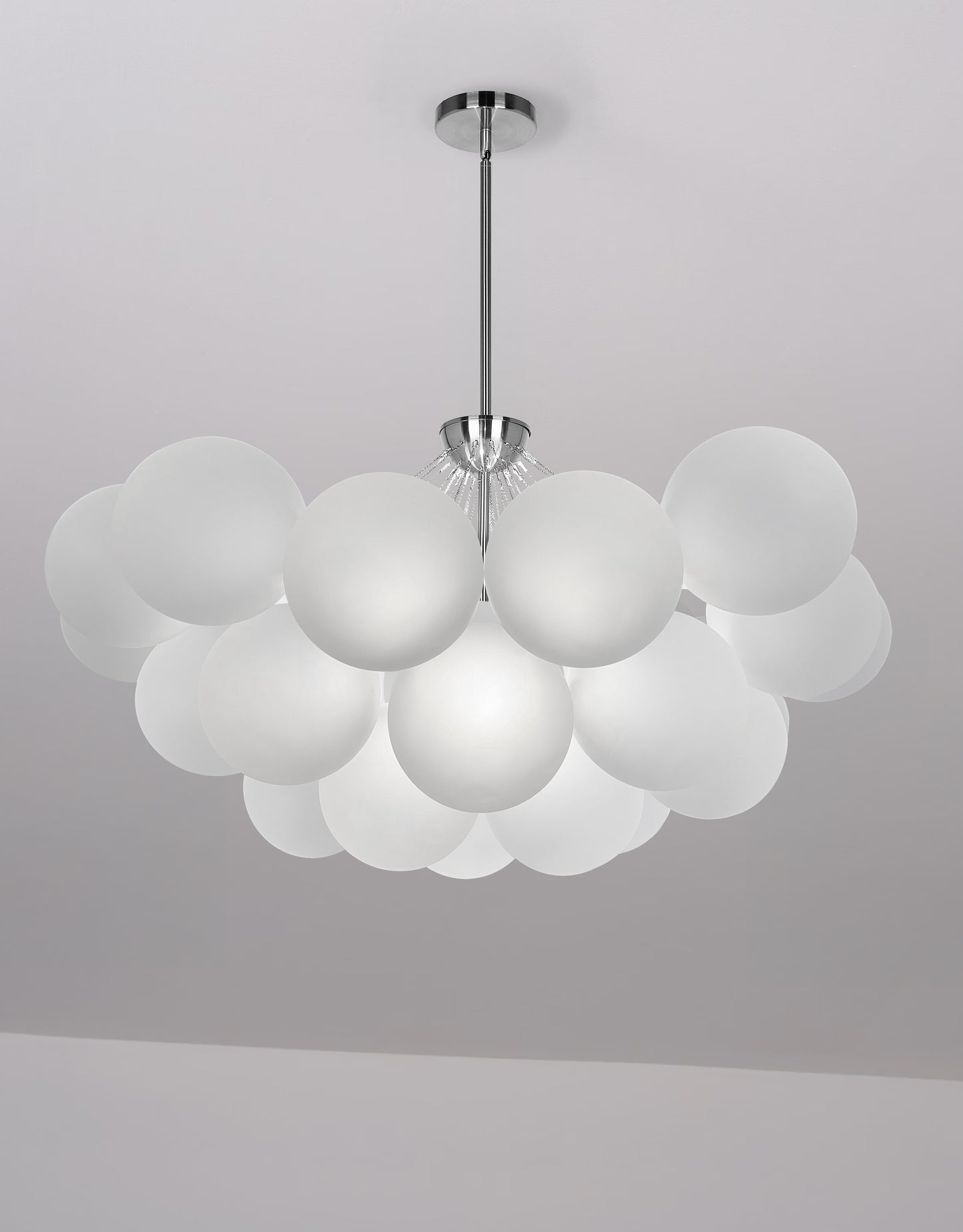 Dainolite 8 Light Polished Chrome Halogen Chandelier w/ Frosted Glass