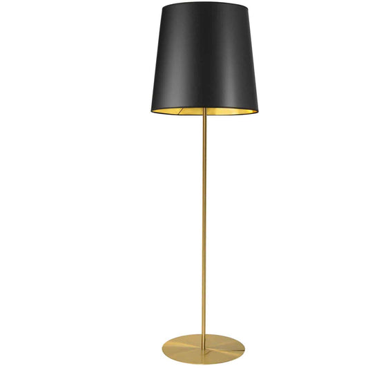 Dainolite MM681F-AGB-698 1 Light Aged Brass Floor Lamp w/ Black/Gold Drum Shade