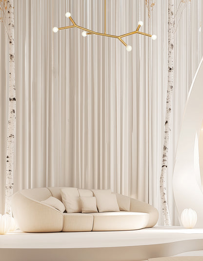 Dainolite 6 Light Horizontal Pendant in Aged Brass