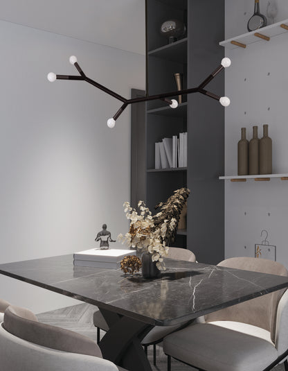 Dainolite 6 Light Horizontal Pendant in Matte Black