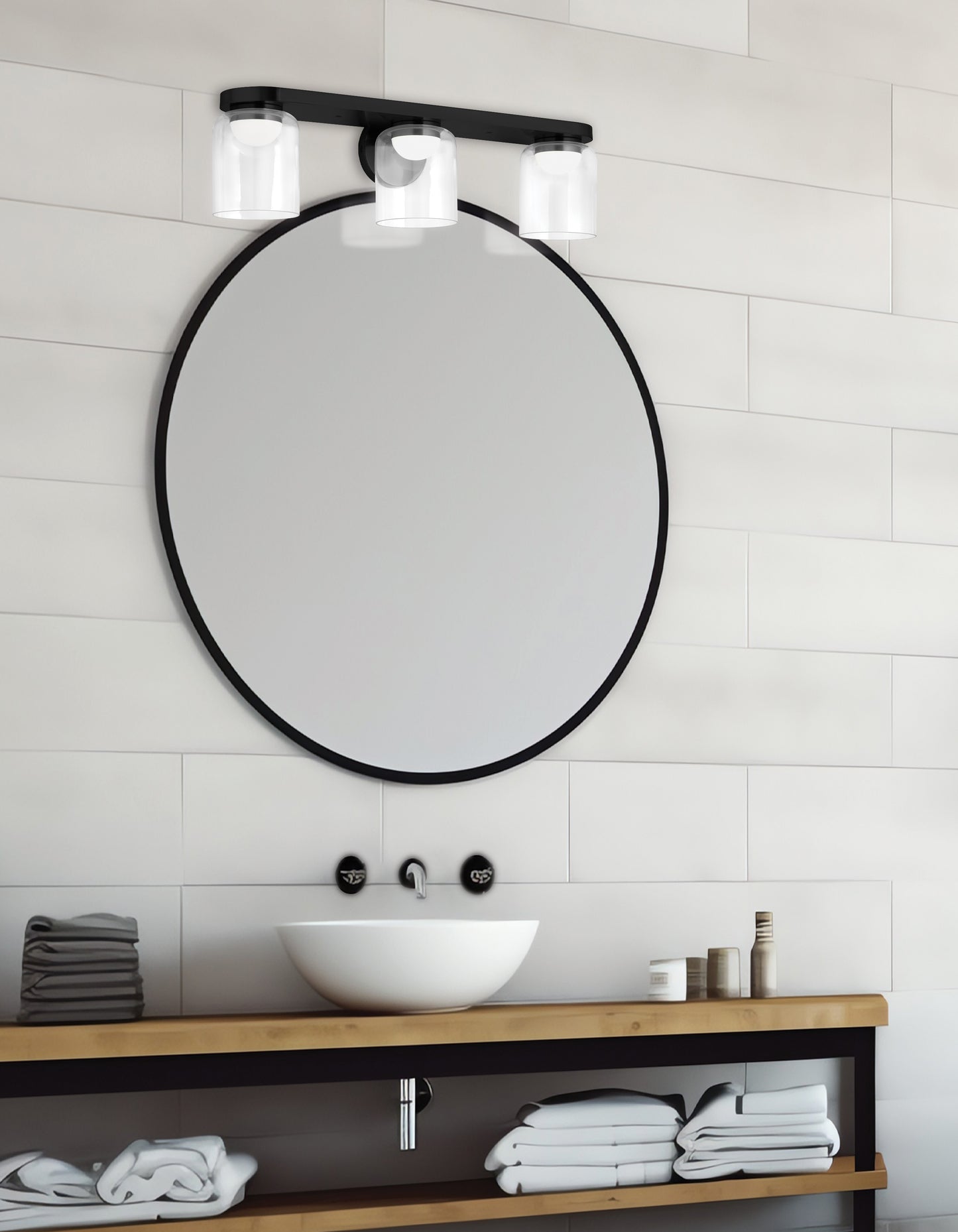 Dainolite 10W LED Nadine Vanity Matte Black w/ Clear Glass