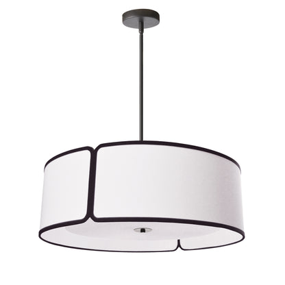 Dainolite 4 Light Black Notched Drum Pendant with White Shade and White Diffuser